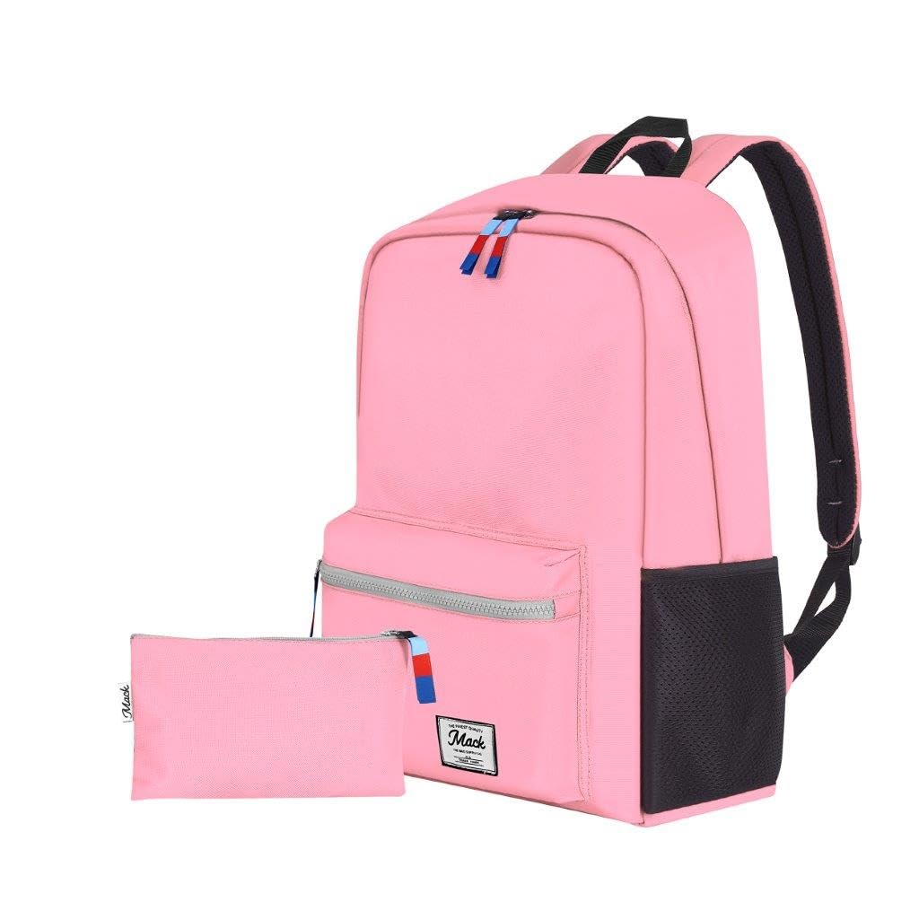 Mack POP MCK-005 Kadınlar Erkekler için Sırt Çantası, Su geçirmez Okul Çantası, Hafif Günlük Seyahat Sırt Çantası, Laptop Çantası, Bilgisayar Çantası, Pembe