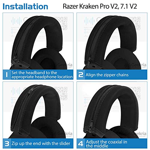 Geekria pokrowiec na pałąk kompatybilny z Razer Kraken 7.1 v2, Kraken 7.1, Kraken Pro V2, osłona na pot, część zamienna/naprawcza, łatwy montaż DIY (Czarny)