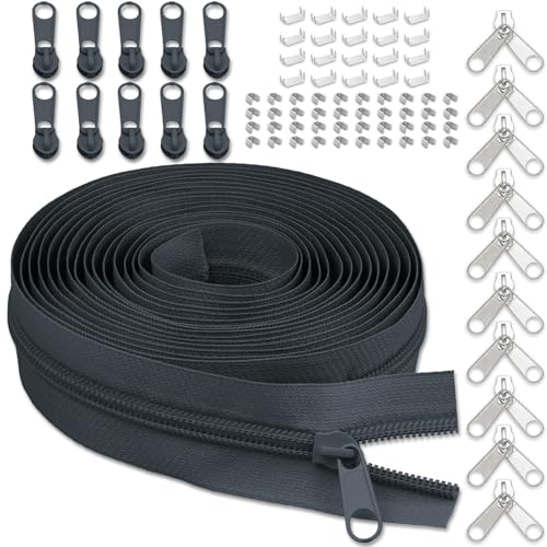 YZSFIRM 10 Yards #5 Dark Gray Nylon Coil Zipper Tape by The Yard for Sewing
