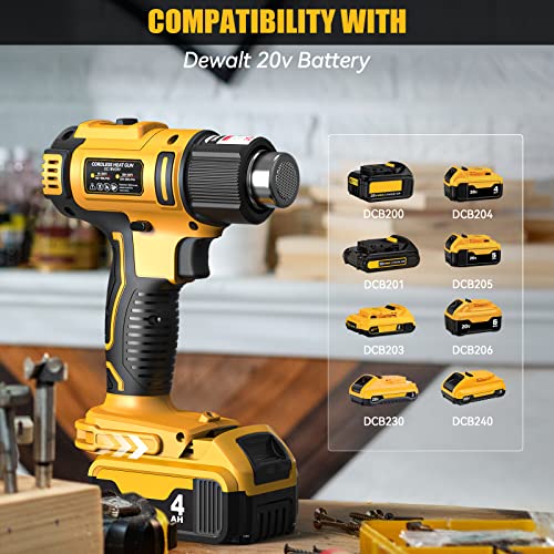 Cordless Heat Gun For Dewalt 20V Battery, Livowalny 350W 122℉-1022℉ Fast Heating Soldering Hot Air Gun With Lcd Digital Display For Shrink Tubing, Pvc Wrap, Crafts, Epoxy Resin (No Battery) #TOP4