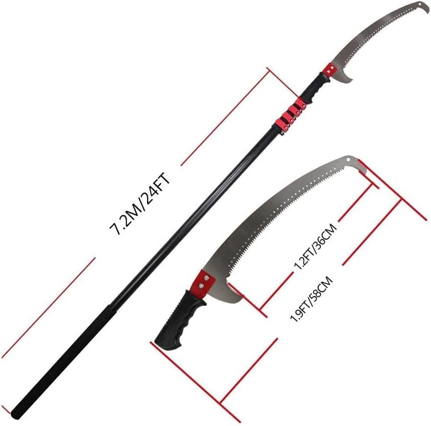 Telescopic Pole Saw, 24FT/7.2M Extendable Telescoping Landscaping Pole Saw Used for Pruning and Trimming Branches and Leaves High-Altitude Fruit Tree Pruner Pole Branch Saw