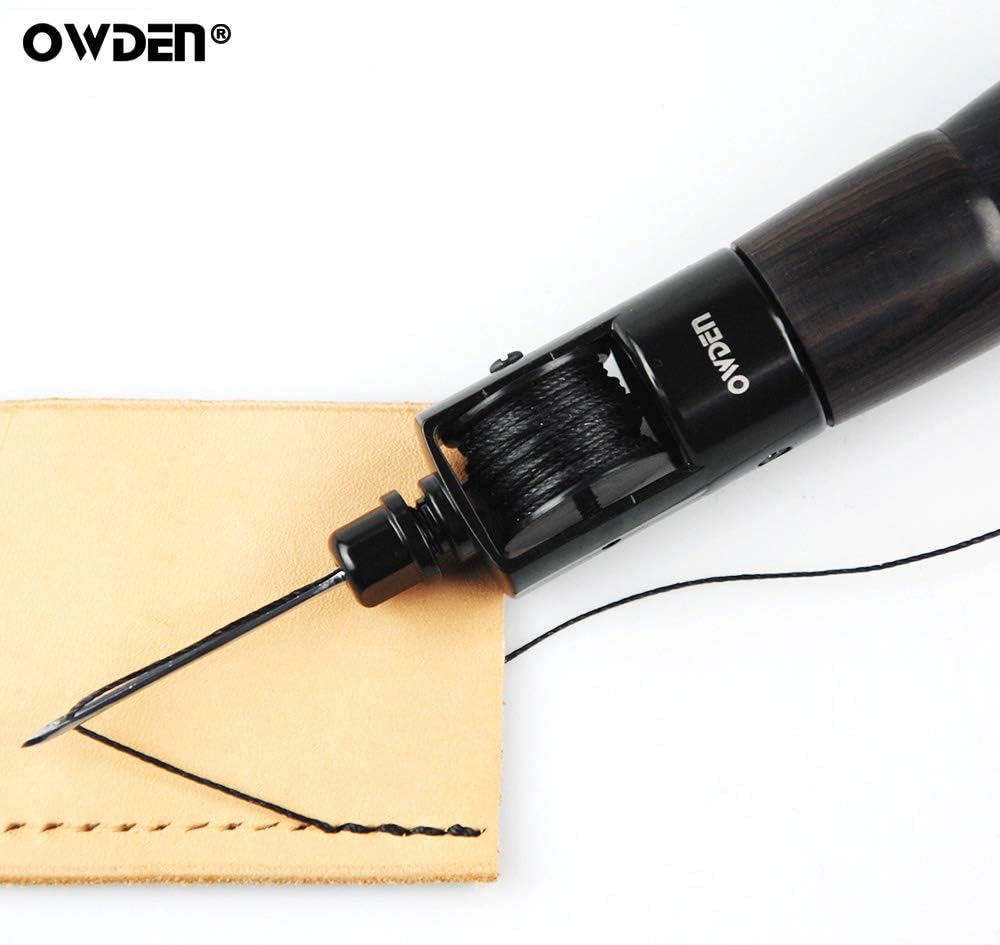 OWDEN Professional Leathercraft Stitch awl tool, Leather Sewing Awl tool for leather,Belt,Canvas,Fabric,Bag repair lockstitch tool set.Speedy Stitcher Professional leather craft tool.(3 Thread Colors)
