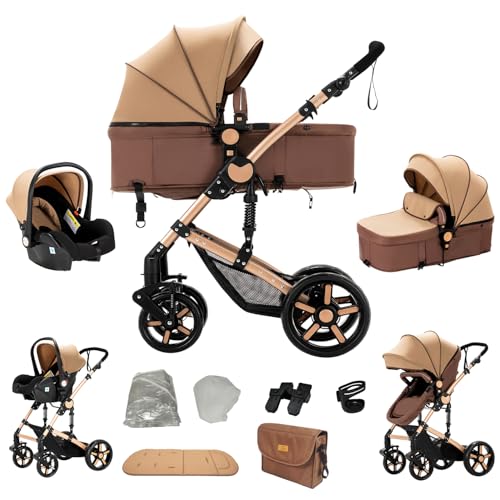 Veitoalioy Carrito Bebe 3 en 1, Portátil Cochecito Plegable, Carrito de Paisaje Alto Se puede empujar hacia adelante y hacia atrás, Cochecito de Bebé Conveniente y Multifuncional (588 Khaki) Veitoalioy Carrito Bebe 3 en 1, Portátil Cochecito Plegable, Carrito de Paisaje Alto Se puede empujar hacia adelante y hacia atrás, Cochecito de Bebé Conveniente y Multifuncional (588 Khaki)