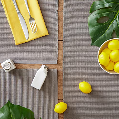 Dii Basic Everyday Ribbed Tabletop 100% Cotton, Placemat Set, 13X19, Gray, 6 Piece #TOP4