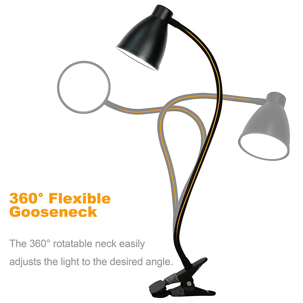 Desk Lamp 3 Color Modes 10 Brightness Dimmer Reading Light 10W 38 LED Clamp Auto Off Timer 360 Flexible Gooseneck Clip Bed Bedside