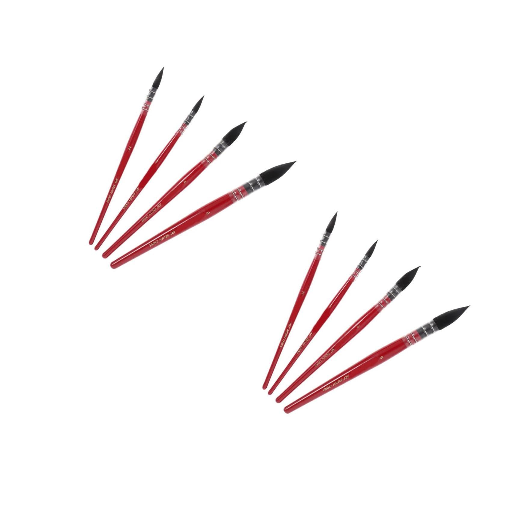 NUOBESTY Juego De 2 Pinceles para Manualidades Pintura En Miniatura Detalles Pintura De Artista Pinceles De Punta Redonda Y Grande Pinceles De Acuarela Rojo