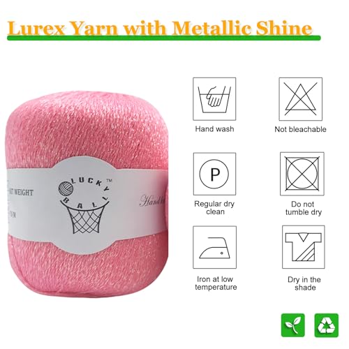 Image of 80g Sparkle Silver Lurex Thread Shining Yarn, Metallic Crochet Thread Yarn for Crocheting, Sparkle Metallic for Knitting Clothes, Car Charm, Keychain Charm(Pink)