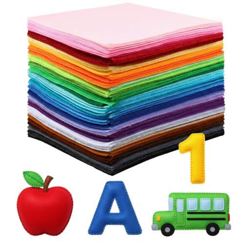 Image of Reginary 120 Pcs 16 x 18 Inch Felt Sheets Bulk for Craft 40 Assorted Color Felt Fabric Squares Stiff Paper for Back to School Fall Festival Holiday DIY Craft Sewing Patchwork (Classic)