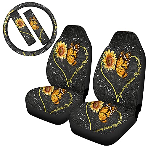 NETILGEN, set di 5 coprisedili universali per auto, con coprivolante+cuscinetti per cinture di sicurezza, adatti per la maggior parte delle auto, SUV, furgoni