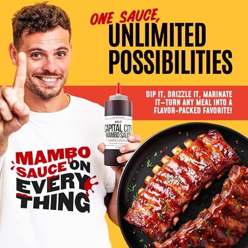 Capital City Mambo Sauce Sweet Hot & Mild Variety Pack, Washington DC Wing Sauces, Perfect Condiment for Wings Chicken Pork Beef Seafood Burgers Rice or Noodles, 12oz (2 Pack)