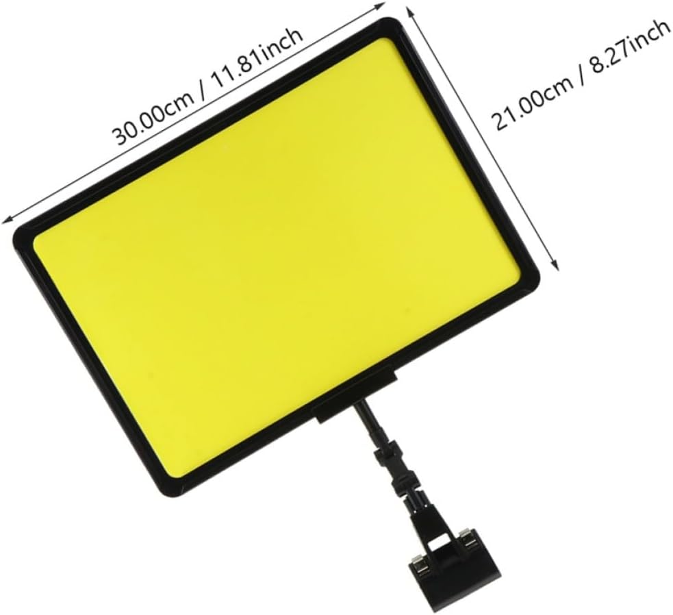 3pcs Writable Price Display Holder Clips with Black Frame and Yellow Paper, A4 Size Price Tag Stands for Supermarket Fruit Vegetable Labeling, Multipurpose Wear-Resistant Retail