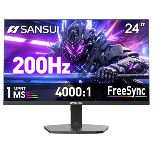 SANSUI 24" 1ms 160Hz Gaming Monitor, FHD 1080P Computer Screen, FreeSync Sync, 4000:1 Contrast, 110% sRGB, HDMI & DP Ports, VESA Mount, HDMI Cable Included