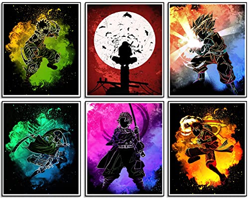 MTEBOCC Anime Poster Pack Teens Posters Bedroom Art - Room Decor Give Boy Gifts Canvas Wall Art Paintings Canvas HD Picture prints Set of 6 Unframed