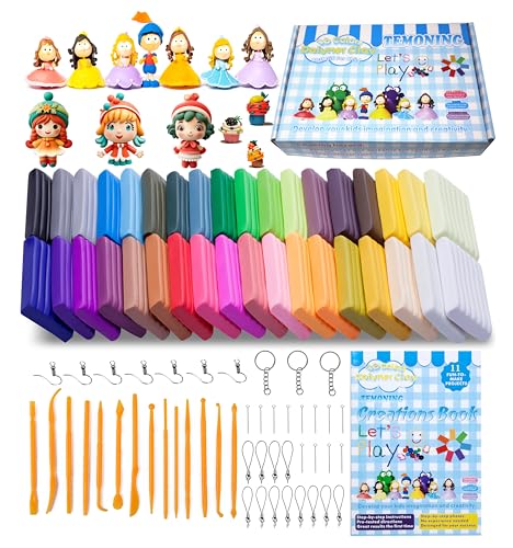 Polymer Clay, 36 Colors Oven Bake Clay with Models Creations Book, Modelling Clay Soft and Nontoxic DIY Plastic Tools and Accessories (36)