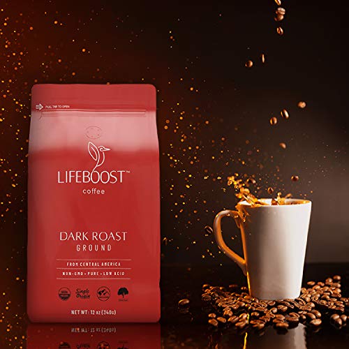 Lifeboost Coffee Dark Roast Ground Coffee - Low Acid Single Origin Usda Organic Coffee - Non-Gmo Ground Coffee Beans Dark Roast Third Party Tested For Mycotoxins & Pesticides - 12 Ounces #TOP1