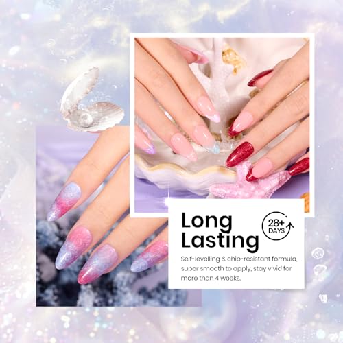 Image of Beetles Pastel Gel Nail Polish Set, 20 Color Magnetic Cat Eye Shimmer Gel Polish Kit with Pink Purple Blue Green Colors, Base Coat, Glossy Matte Top Coat, UV LED Home Manicure Nail Art Gift for Women