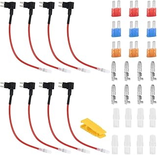 TIMESETL 8PCS 12V 24V Add-a-Circuit Micro 2 Fuse Tap, ACS Micro Piggy Back Blade Fuse Holder with Wire Harness, 9pcs Micro 2 Fuse (5A 10A 15A) and 1pcs Fuse Puller