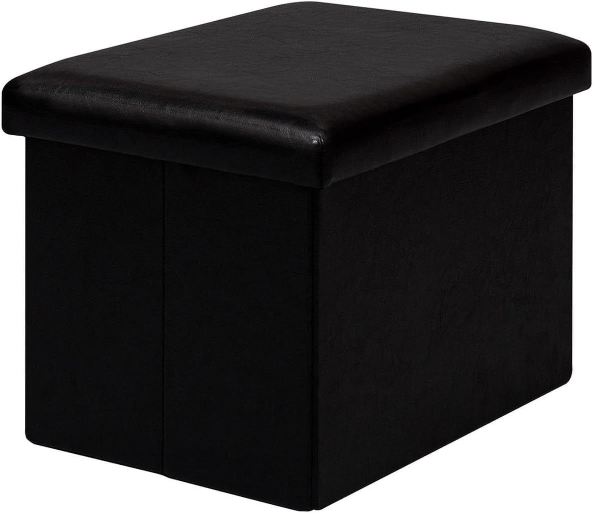 B FSOBEIIALEO Folding Storage Ottoman Cube Faux Leather Ottomans for Living Room, Bedroom, Home Office, Dorm Storage Footrest Black 16.5"x12.6"x12.6"