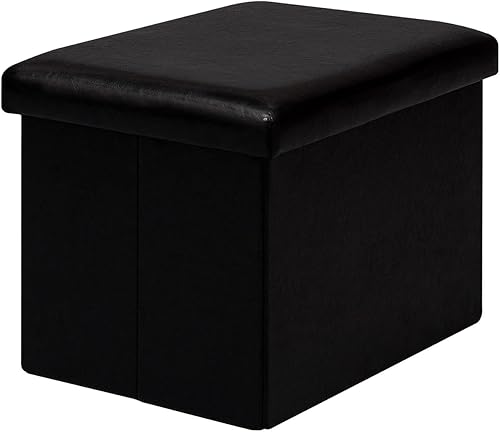 Miniatura 8 de B FSOBEIIALEO Cubo otomano de almacenamiento, asiento de pie pequeño de lino, para sala de estar, dormitorio, oficina en casa, reposapiés de Azul