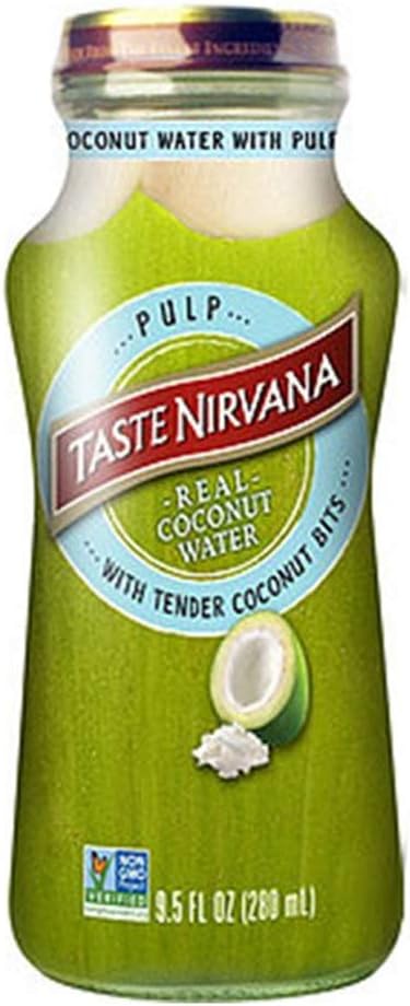 Taste Nirvana Real Coconut Water, Coco Pulp with Tender Coconut Bits, 9.5 Oz, Pack of 12