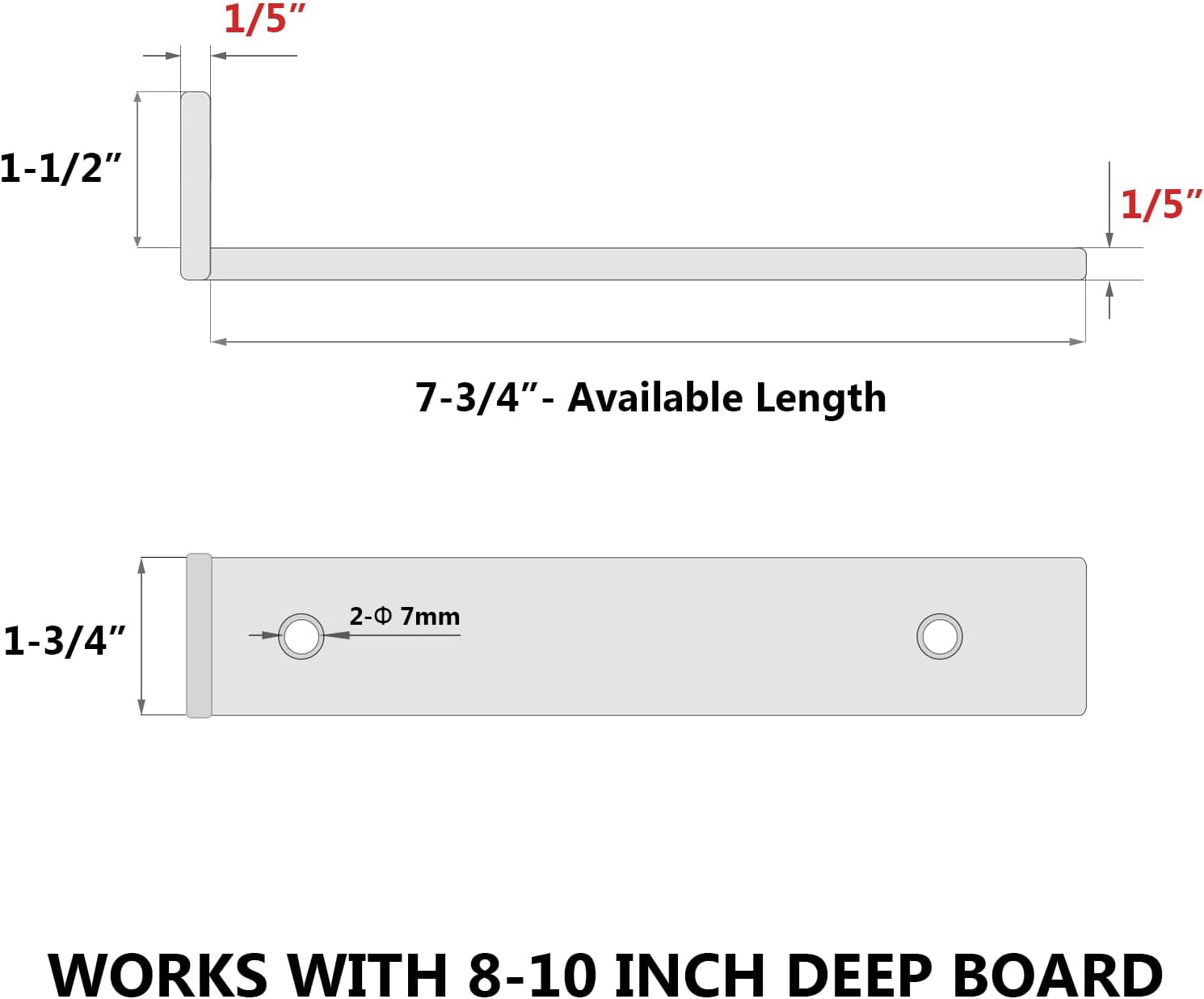 NEODROP 8 Inch Floating Shelf Brackets, Heavy Duty Hidden Bracket for Wall, Mantel, Bookshelves, Black Powder Coated Steel, 6-Pack
