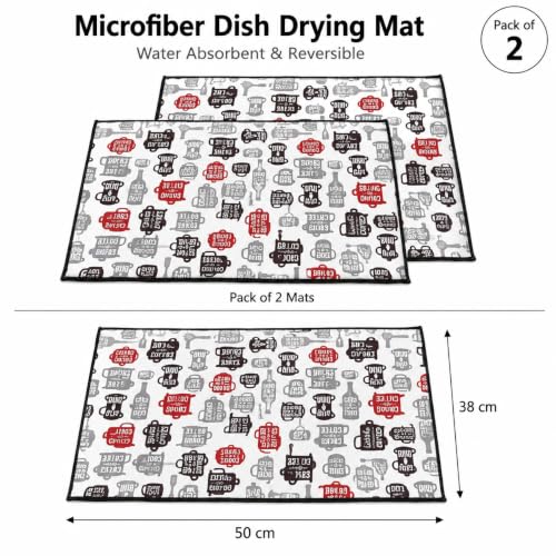 Image of Cutting EDGE Microfiber Dish Drying Mat - Water Absorbent & Reversible for Kitchen Utensils, Counter Top, Sink (Pack of 2, 50CM X 38CM - White)
