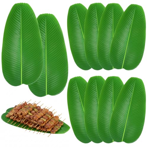 10 Pcs Fake Banana Leaves Artificial Banana Leaves Placemats for