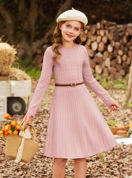GRACE KARIN Girls Sweater Dress Long Sleeve Knit A Line Casual Midi Fall Winter Dresses 6-12 Years2