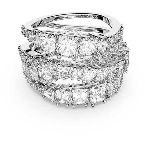 Swarovski Twist Wrap ring, Mixed cuts, White, Rhodium plated