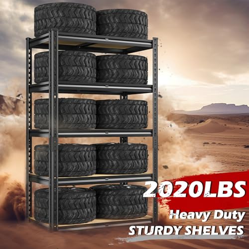 REIBII-Storage-Shelves-2020LBS-Garage-Shelving-Heavy-Duty-5-Tier-Metal-Shelving-Units-for-Storage-Adjustable-Utility-Shelf-Rack-for-Kitchen-Warehouse-Basement-28-W-x-12-D-x-598-H-Black