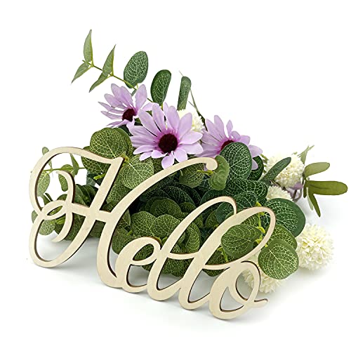 4 Pack Unfinished Wood Word Cutout Sign Welcome Hello Wood Cutout Wooden Home Love Sign Wreath Diy Block Words Letters Decorative Signs For Wreath Home Door Wall Art Party Decoration #TOP4