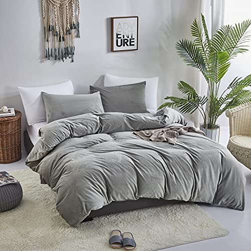 Clothknow Grey Fluffy Comforter Sets California King Velvet Flannel Bed Comforter Cal King Men Boys Comforter Gray California King Bedding Comforter Sets Soft Cozy Oversized King Comforter Grey #TOP4