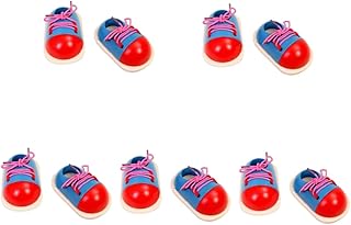 TOYANDONA 5 Pares De Brinquedo De Cadarço Kidcraft Playset Tênis Cadarços De Sapato Brinquedo De Madeira Amarrar Sapato Brinquedo De Rosqueamento Sapatos De Brinquedo De Trompete Brinquedos