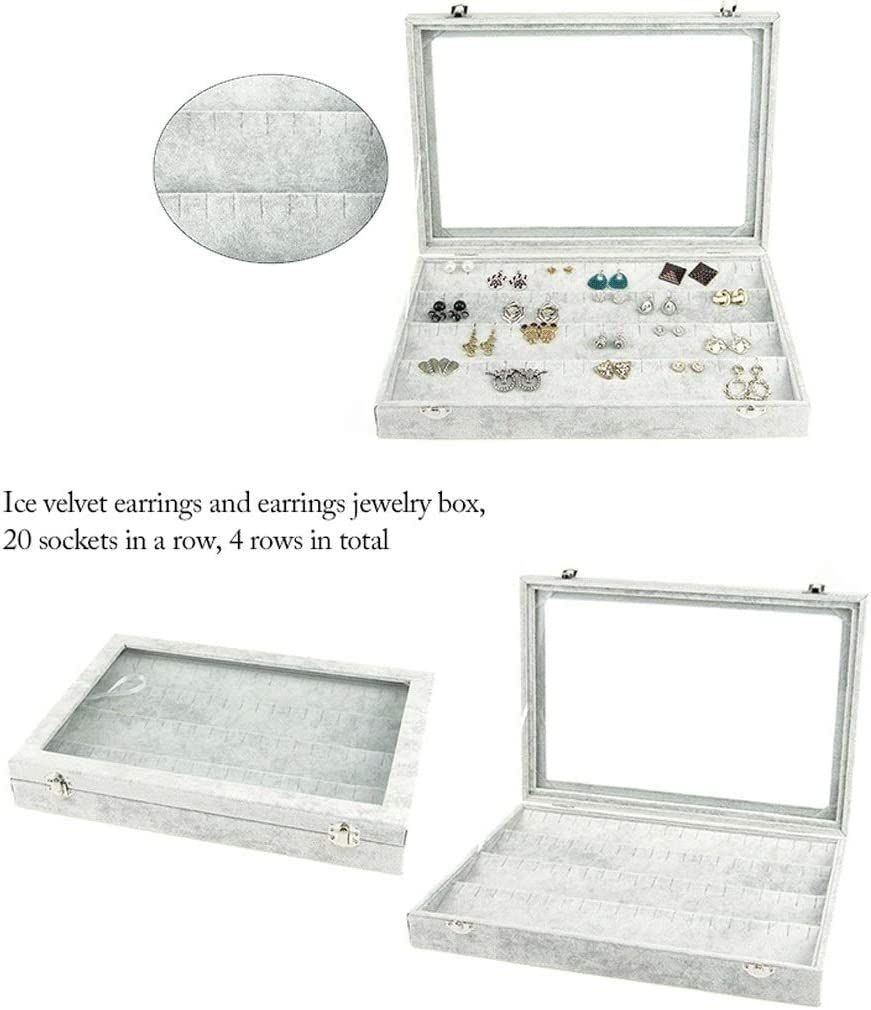 NZPOST Joyero con Tapa de Cristal Transparente, 10 diseños Diferentes, Organizador de Joyas de Terciopelo, joyero