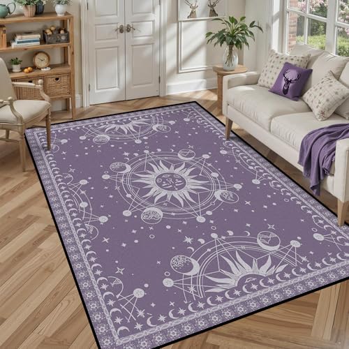 6' x 9' Sun and Moon Rug Boho Celestial Area Rugs for Bedroom Dorm Living Room Bohemian Occult Crescent Solar Stars Floor Mat Pad Doormat Carpet,180 X 275cm,Rum - Image 7