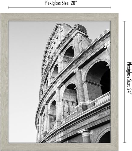 Americanflat 20x24 Picture Frame with Polished Plexiglass - Wide Picture Frames Made of Engineered Wood for Vertical or Horizontal Wall Display - Epic Collection - Grey