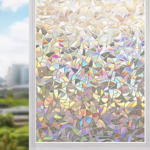 Película decorativa para ventana efecto vitral arcoíris miniatura 1