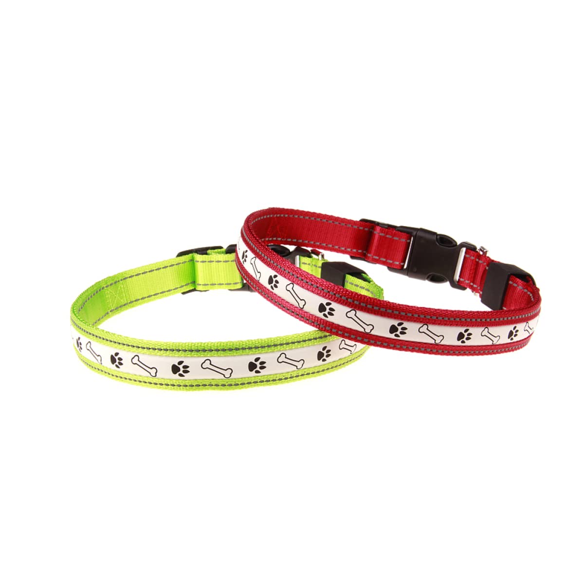 POPETPOP 2 Pièces Et Animal de Compagnie Clignotant Vert pour Os M Exploité Collier de Sécurité de Marche Jusqu'à LED Rougeoyante Empreinte Taille Batterie Nuit Chiens Lumière Collier de