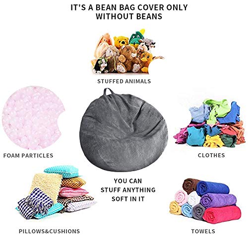 Bean Bag Chair Cover (No Filler) Washable Ultra Soft Corduroy Sturdy Zipper Beanbag Cover For Organizing Plush Toys Or Textile, Sack Bean Bag For Adults, Teens #TOP2
