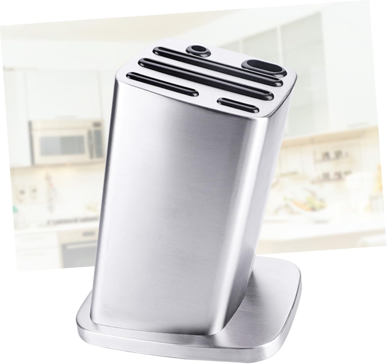 Mikinona Slot Skid Stainless Steel Holder for Cutlery Silverware Organizer Lid Tilt Style Knife Storage Rack