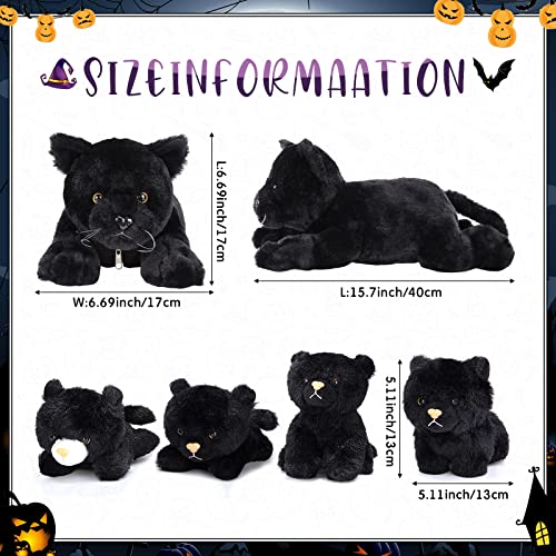 Image of Skylety 5 Pieces Cat Stuffed Animal with Babies Inside Belly Plush Cat Pregnant Mommy Kitty with 4 Cute Fluffy Stuffed Kittens Christmas Birthday Surprise Gifts(Black)