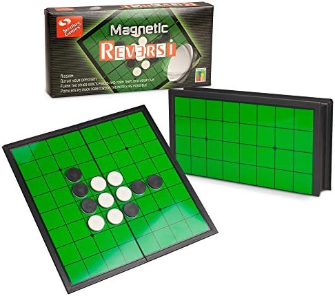 Sterling Games Reversi Strategy Board Game 9.75 Inch Board with Folding Magnetic Board and Pieces for Home and Travel