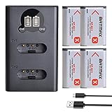 Batmax 4Pcs 1860mAh NP-BX1 Battery + LCD Dual USB Charger with Type C Port for Sony Cyber-Shot DSC-RX100, RX100 II, RX100 III, RX100 V, RX100 VII, DSC-RX100 IV, HX80, HX50V, HX400, DSC-WX350