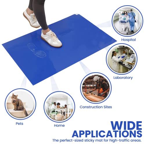 Image of CALPALMY 150 Sheets 24 inch x 36 inch Adhesive Mats - Sticky Mat for Laboratories, Homes, Construction Sites, and More - Remove Dust and Dirt from Shoes and Equipment Wheels -Blue