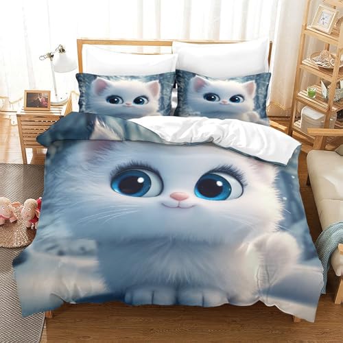 Housse de couette chaton 135x200cm pour éviter les allergies de lit