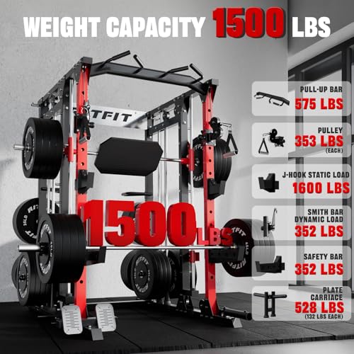 RitFit Buffalo Smith Machine, Power cage with LAT-Pull Down System & Cable Crossover System, All-in-One Squat Rack for Home Gym, Power Rack - Image 5