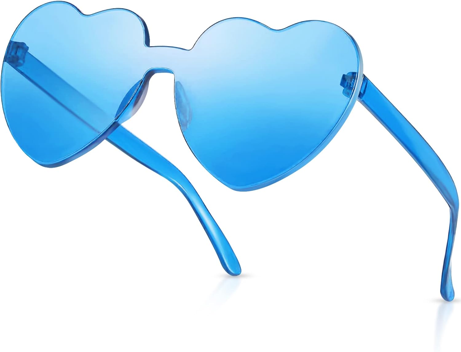 RTBOFY Blue Heart Sunglasses for Fashion Party Queen Style, Rimless