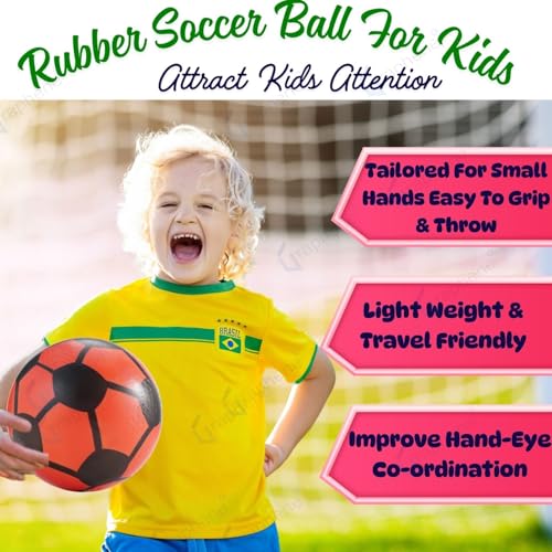 Image of Graphene 16cm Football for Kids Soft Squeeze PVC Foam Sponge Jumping Bouncy Soccer Ball Light Weight Nontoxic Rubber Beach Valley Ball No Air Needed Pool Party Toys Outdoor Indoor Playball