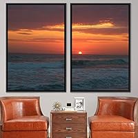 2 Piece Framed Canvas Wall Art Sunset Canvas Prints Home Artwork Decoration for Living Room,Bedroom - 16