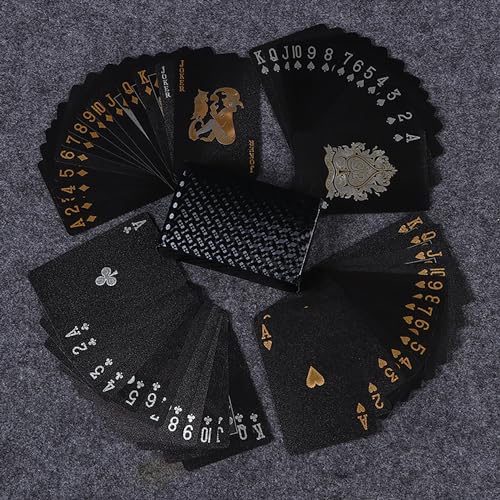 Plastik Spielkarten,wasserdichte Spielkarten,Kartenspiele mit 54 Karten,Schwarze Spielkarten,Maße: 8,8 x 5,8 cm,1 Deck – Bild 7